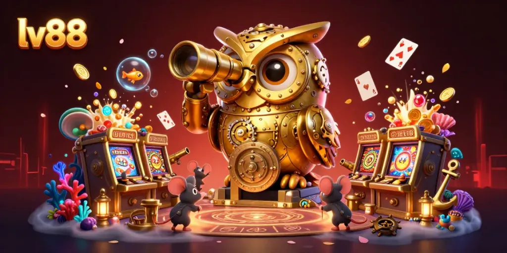 Experience vibrant slot gaming excitement at lv88 with a whimsical 3D owl monitoring fun-filled action.