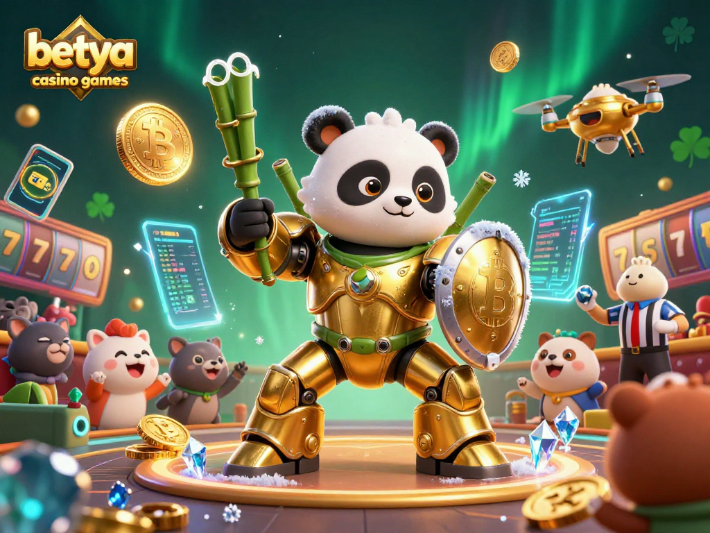 Experience the excitement of betya casino games with vibrant characters, 3D coins, and dynamic elements in a rich casino atmosphere.