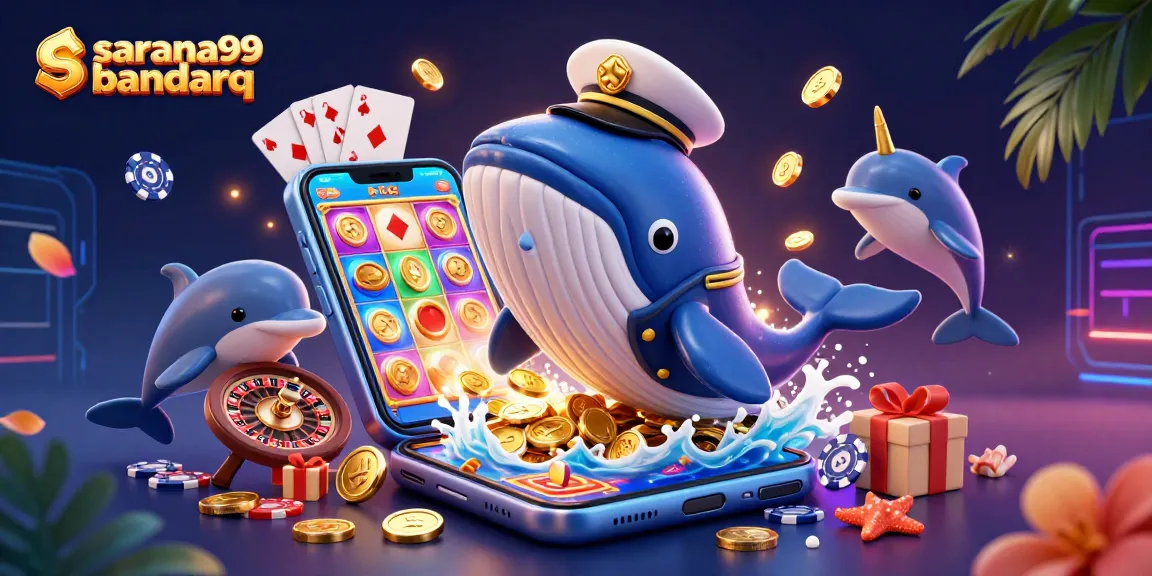Sarana99 bandarq offers exciting gameplay with a whale, narwhal, and dolphins amongst casino gold.